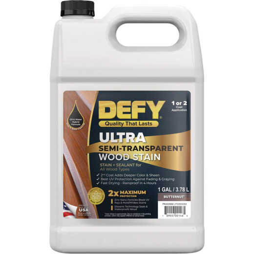 Defy Ultra-Semi-Transparent Wood Stain, Butternut, 1 Gal.